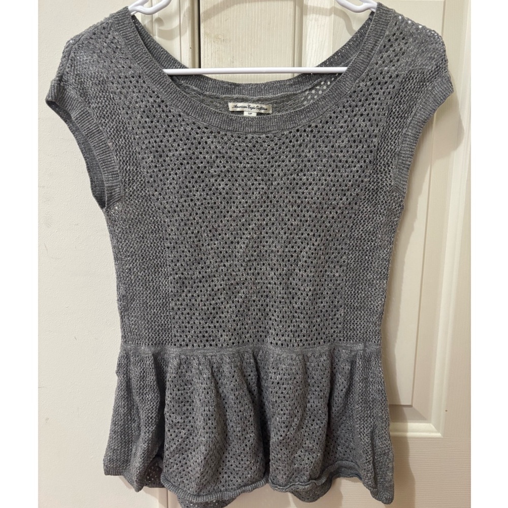 Gray Knit American Eagle Peplum Top